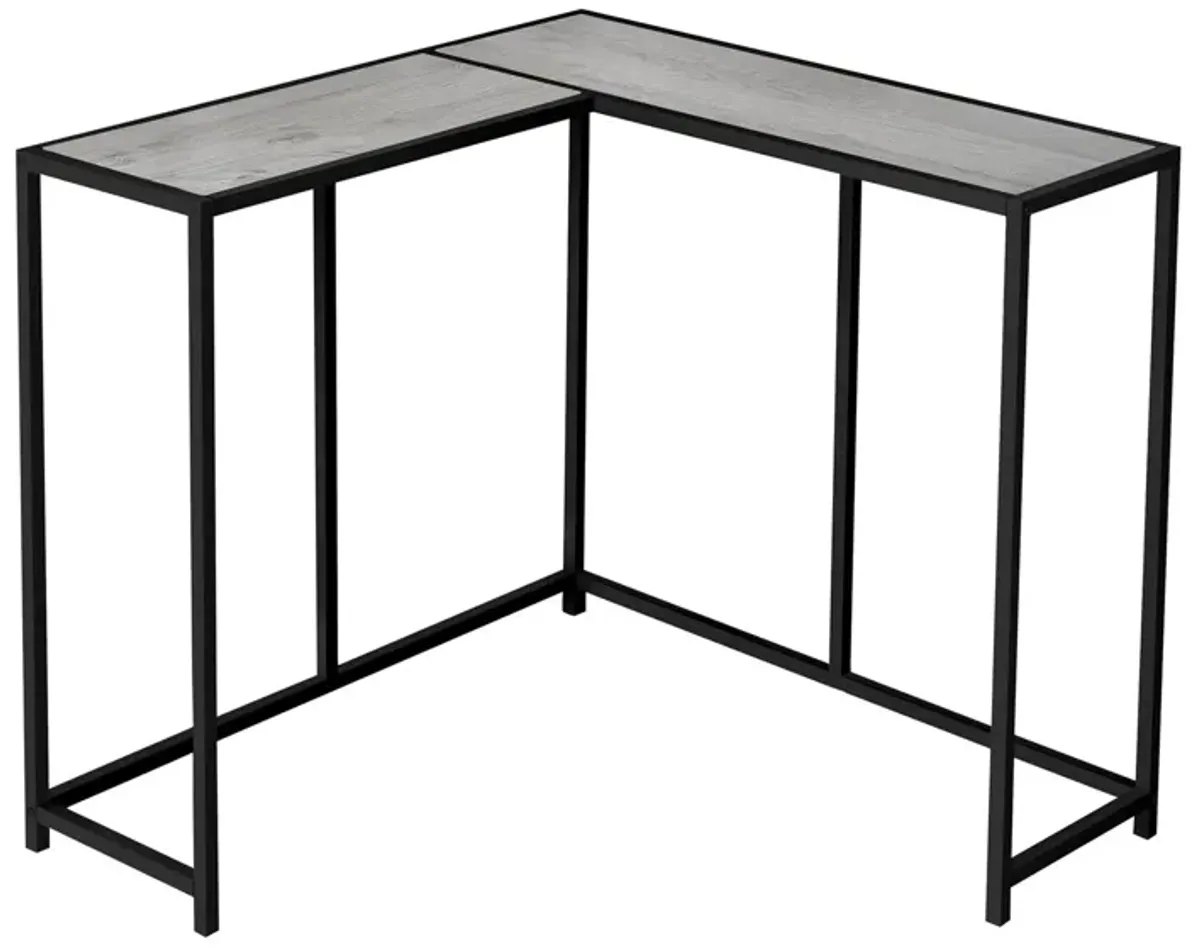 Sanza L-Shaped Console Table in Gray by Monarch Specialties