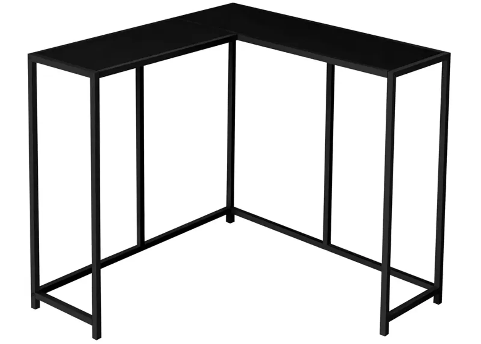 Sanza L-Shaped Console Table in Black by Monarch Specialties