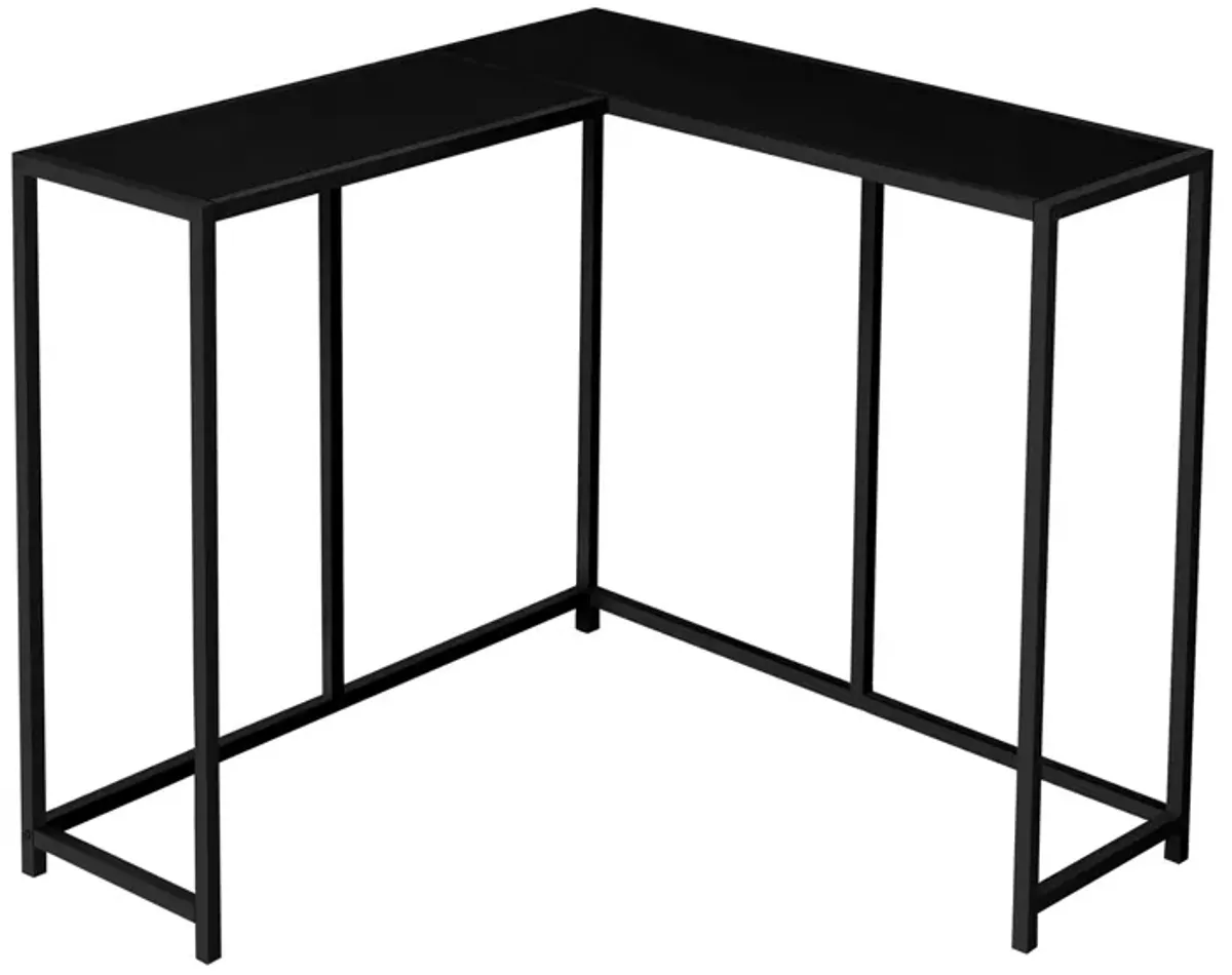 Sanza L-Shaped Console Table in Black by Monarch Specialties