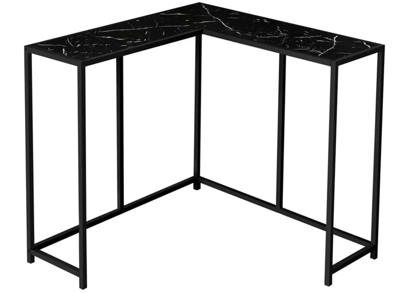 Sanza L-Shaped Console Table in Black by Monarch Specialties