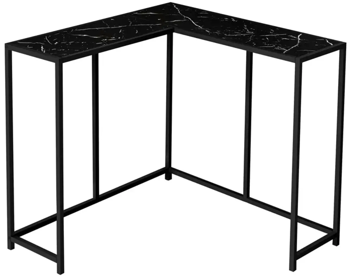 Sanza L-Shaped Console Table in Black by Monarch Specialties