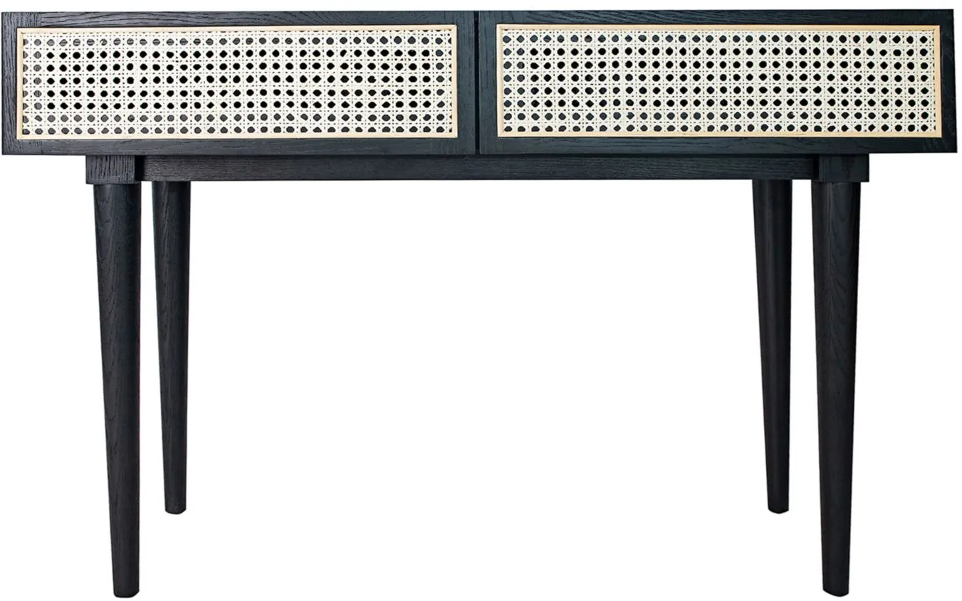 Cane Rectangular Console Table in Black by LH Imports Ltd