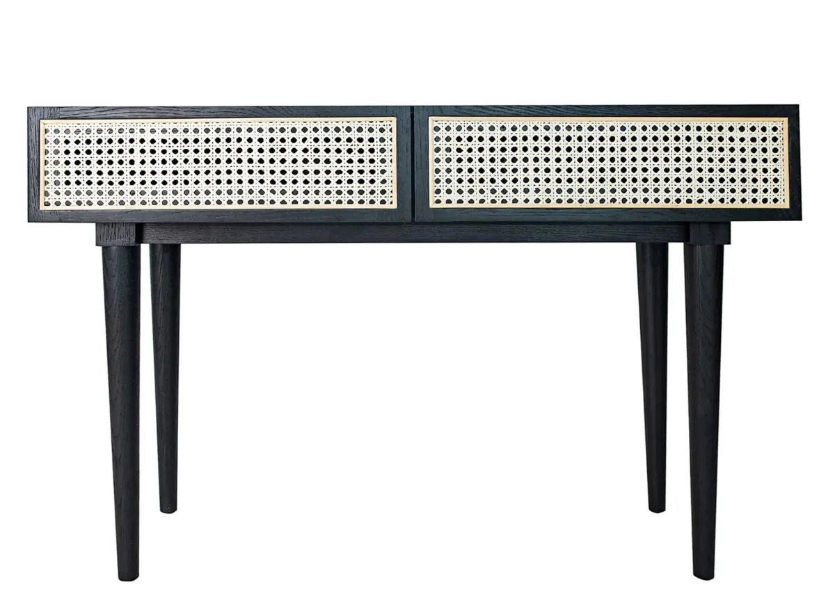 Cane Rectangular Console Table in Black by LH Imports Ltd