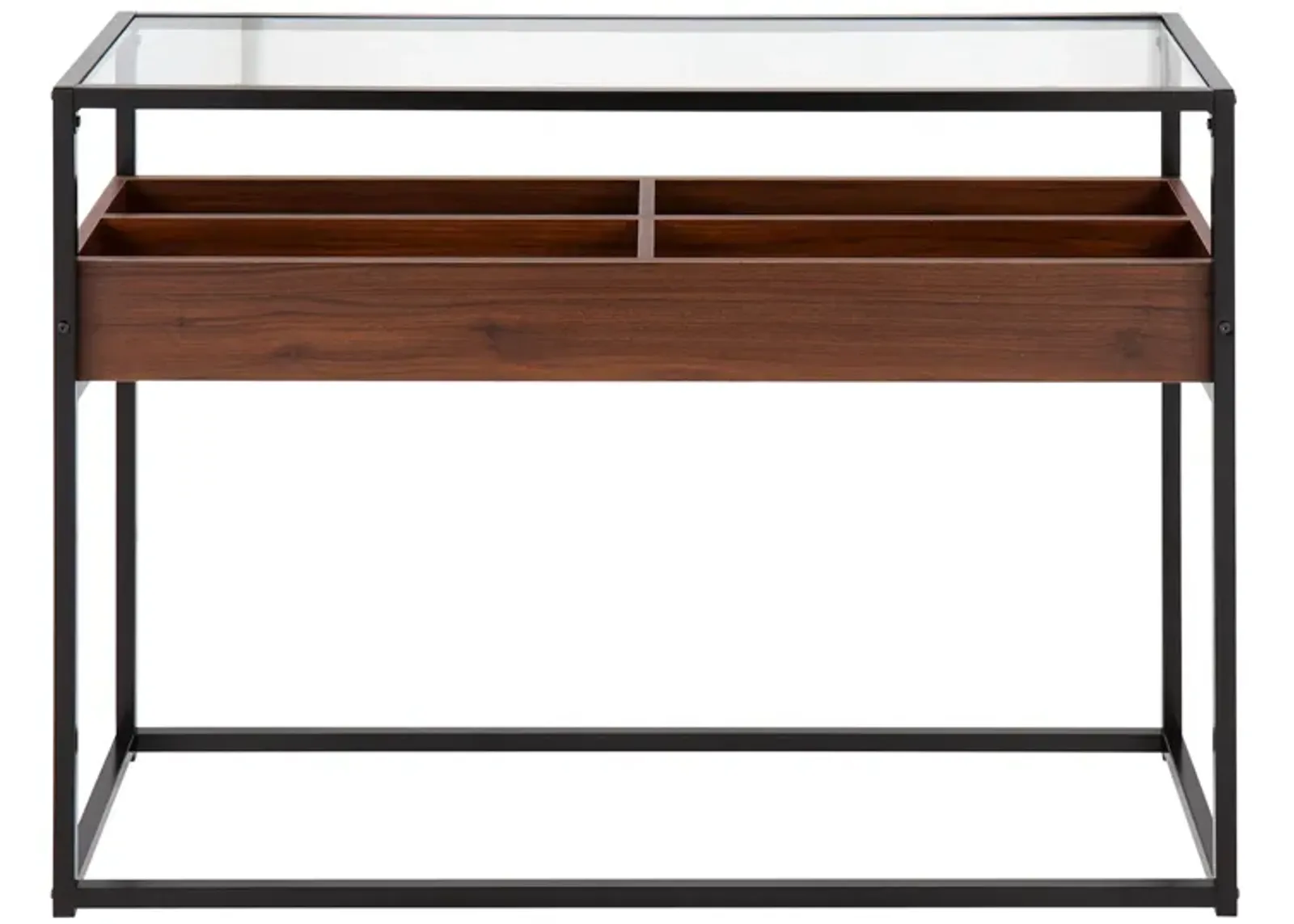 Displar Console Table in Black Steel, Walnut Wood by Lumisource