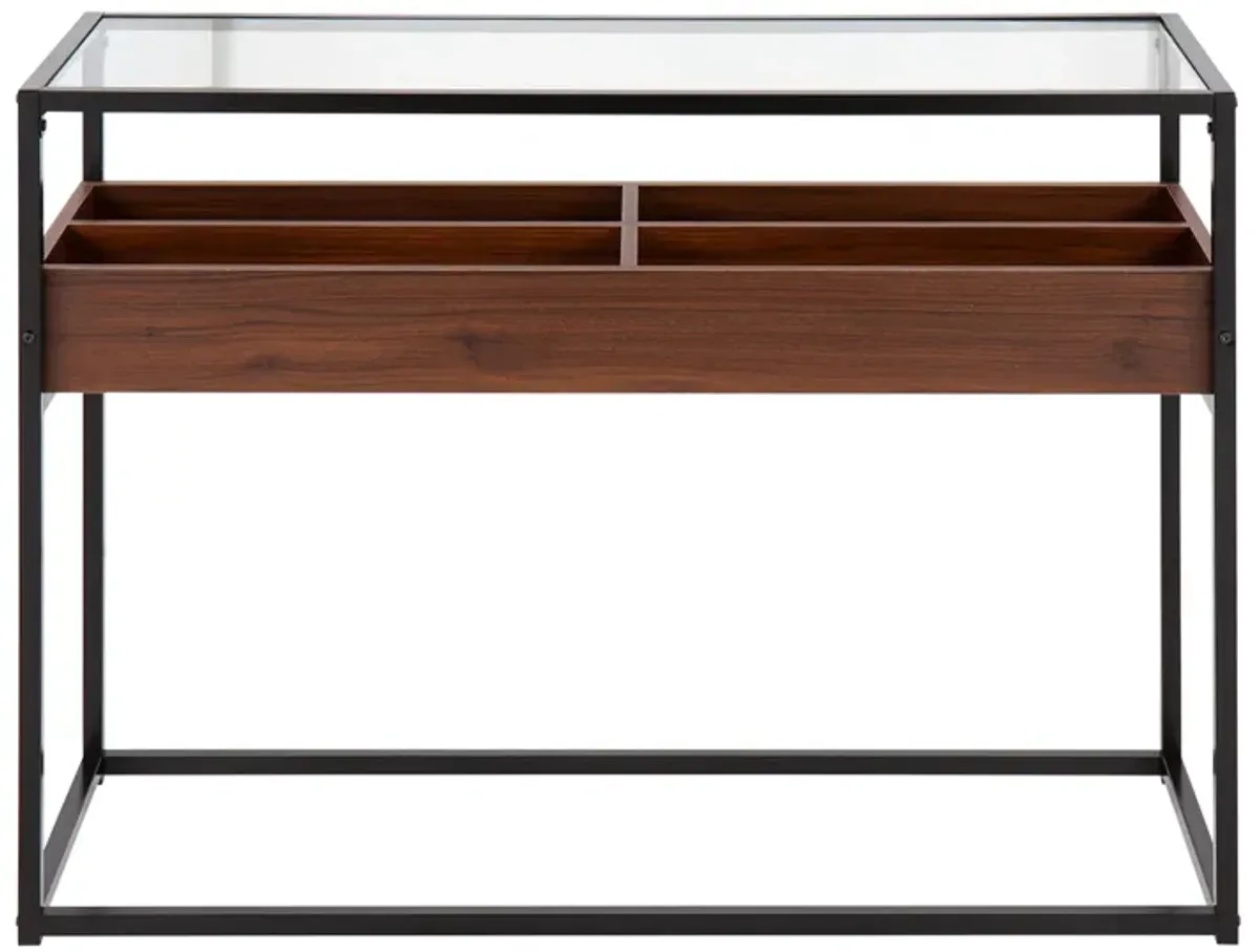 Displar Console Table in Black Steel, Walnut Wood by Lumisource