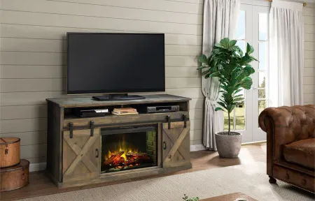 Farmhouse 66" Fireplace TV Console in Barnwood by Legends Furniture