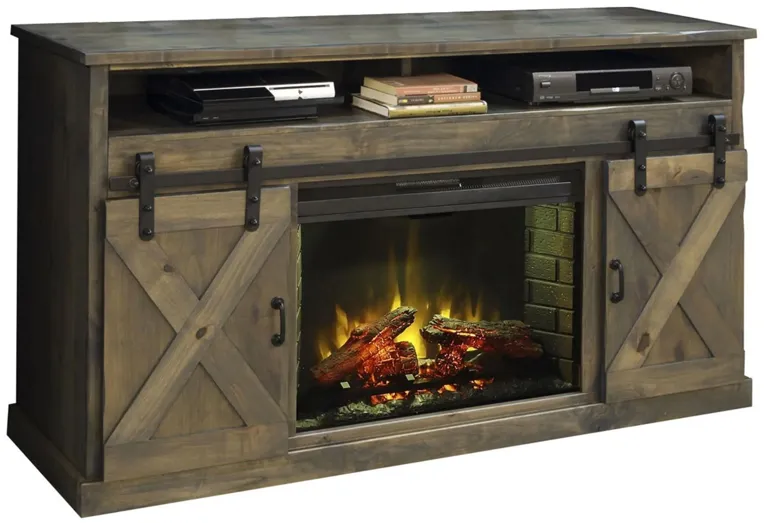 Farmhouse 66" Fireplace TV Console in Barnwood by Legends Furniture