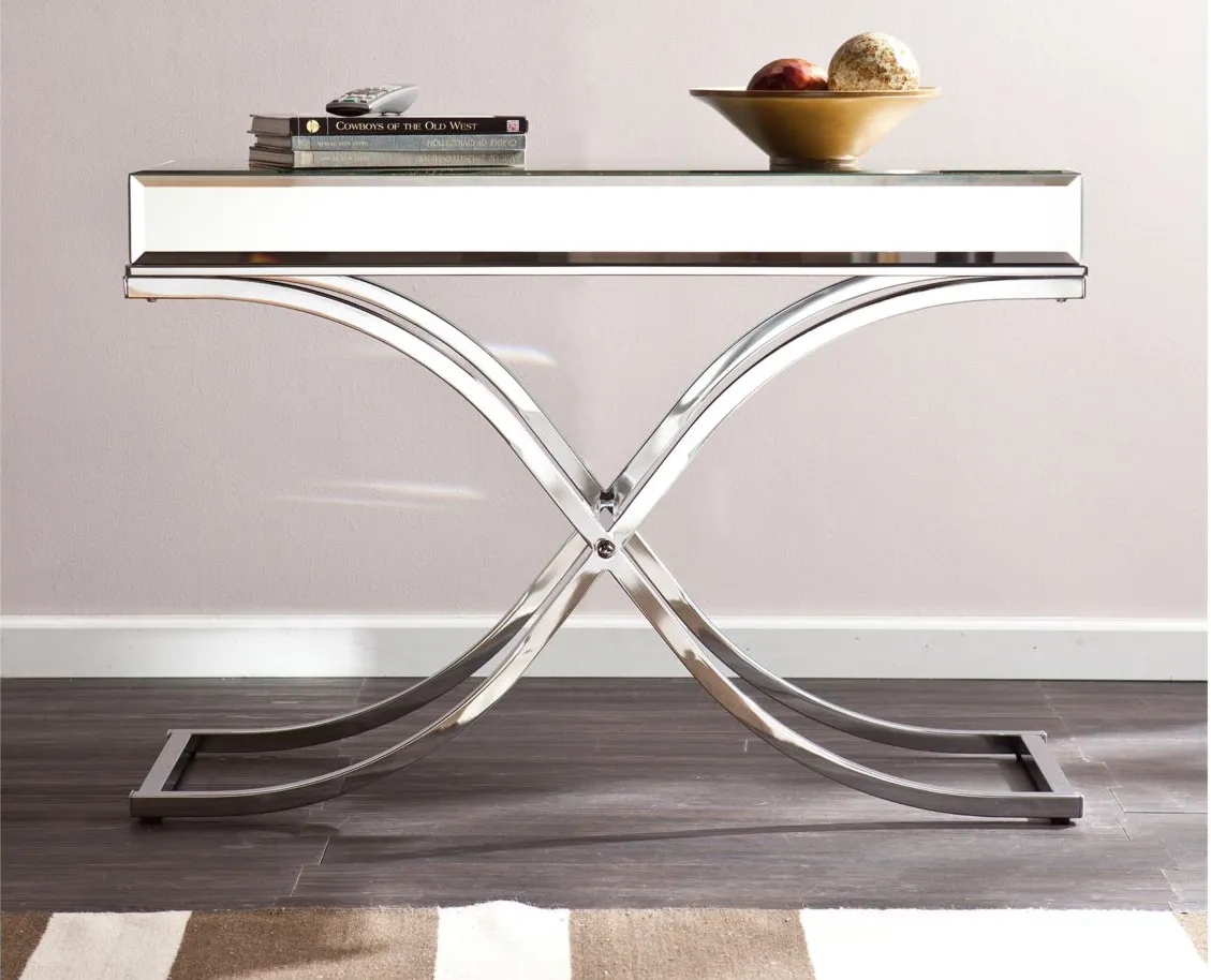 Farrell Chrome/Mirror Console Table in Silver by SEI Furniture