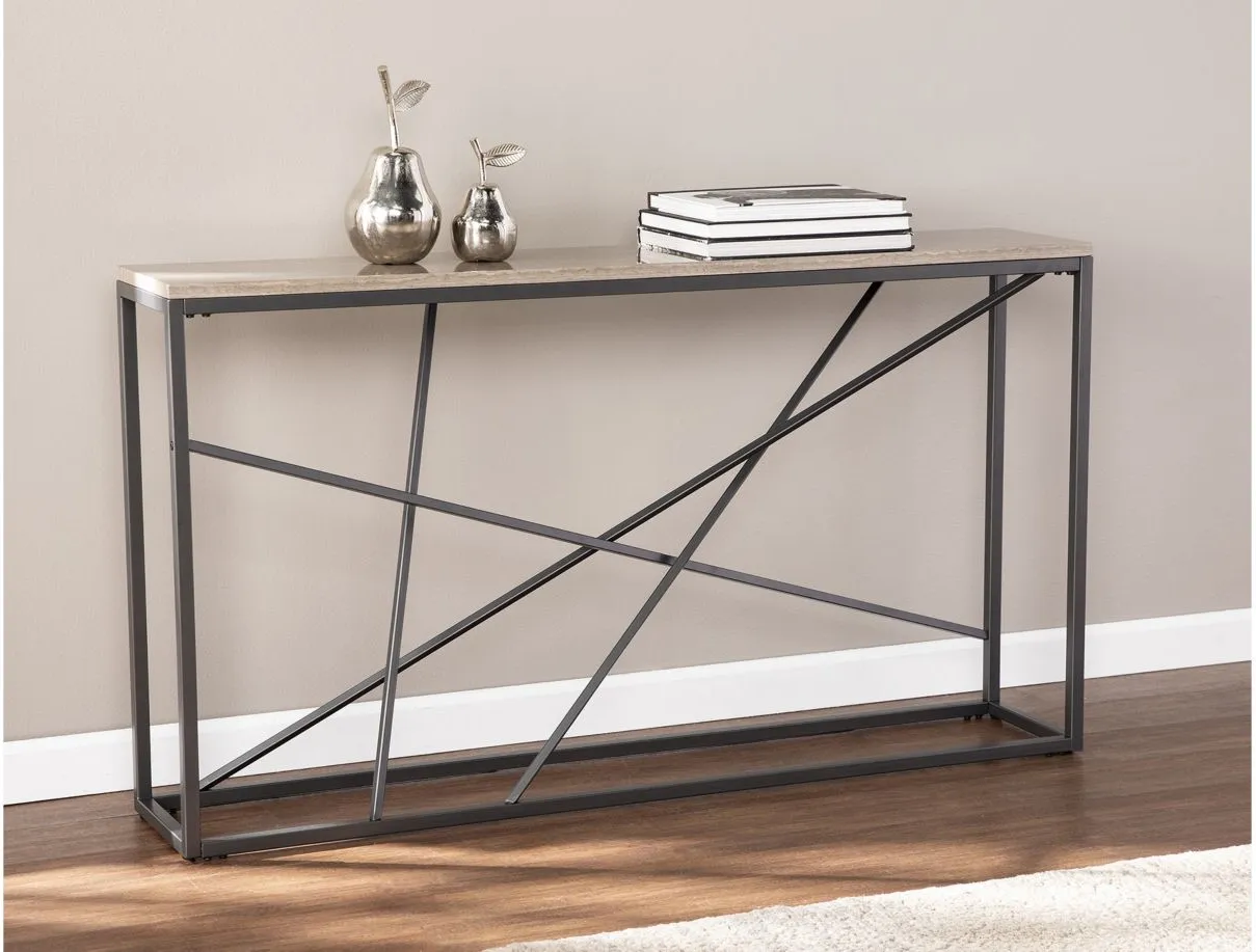 Edenbridge Faux Marble Console Table in Gray by SEI Furniture