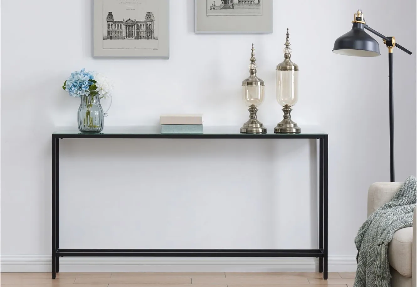 Solange Narrow Long Console Table in Black by SEI Furniture