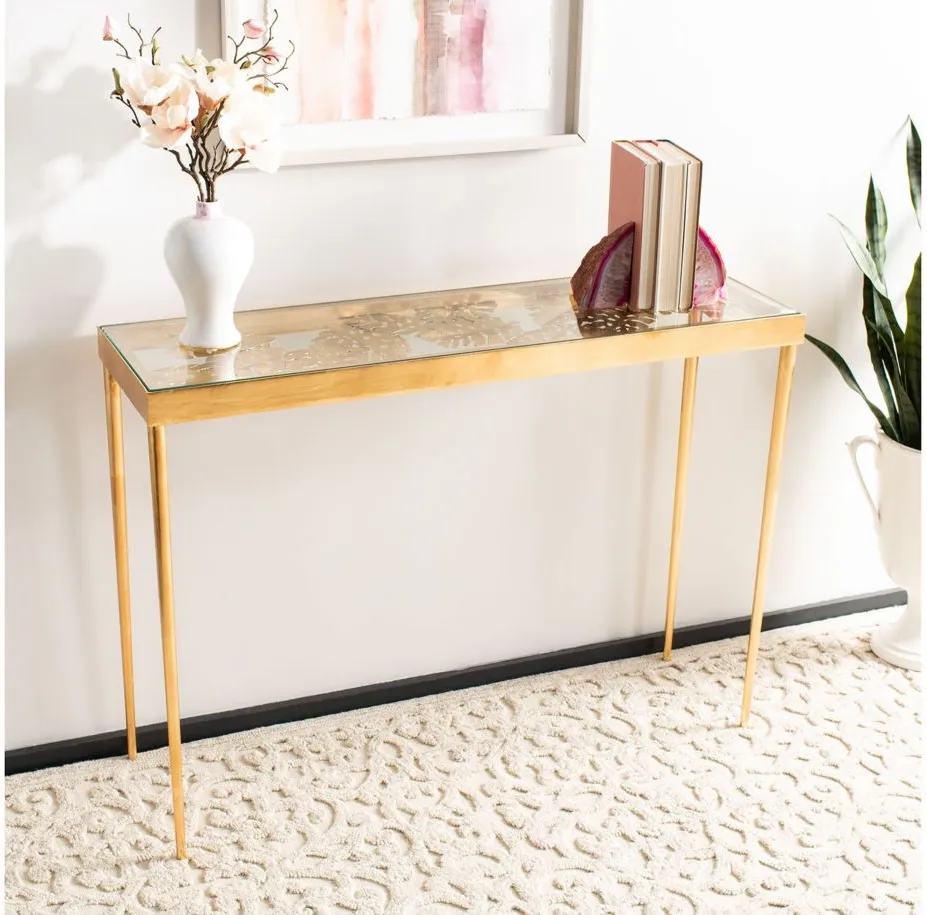 Arverne Console Table in Gold by Safavieh