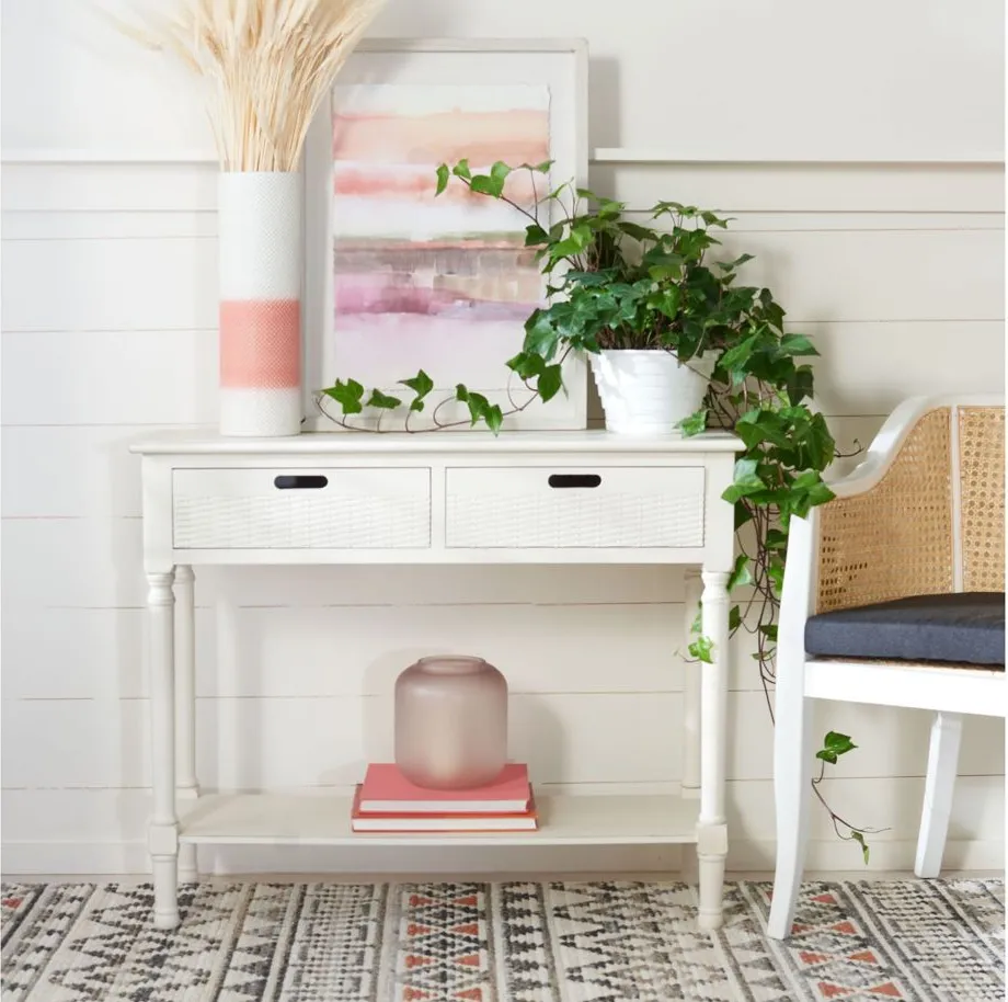 Beale 2 Drawer Console Table in Distressed White by Safavieh