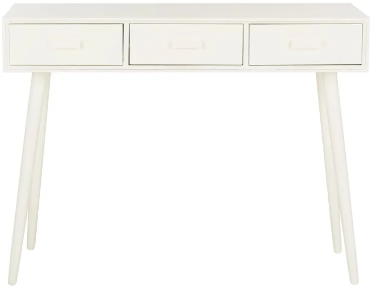 Benji 3 Drawer Console Table in Vintage White by Safavieh