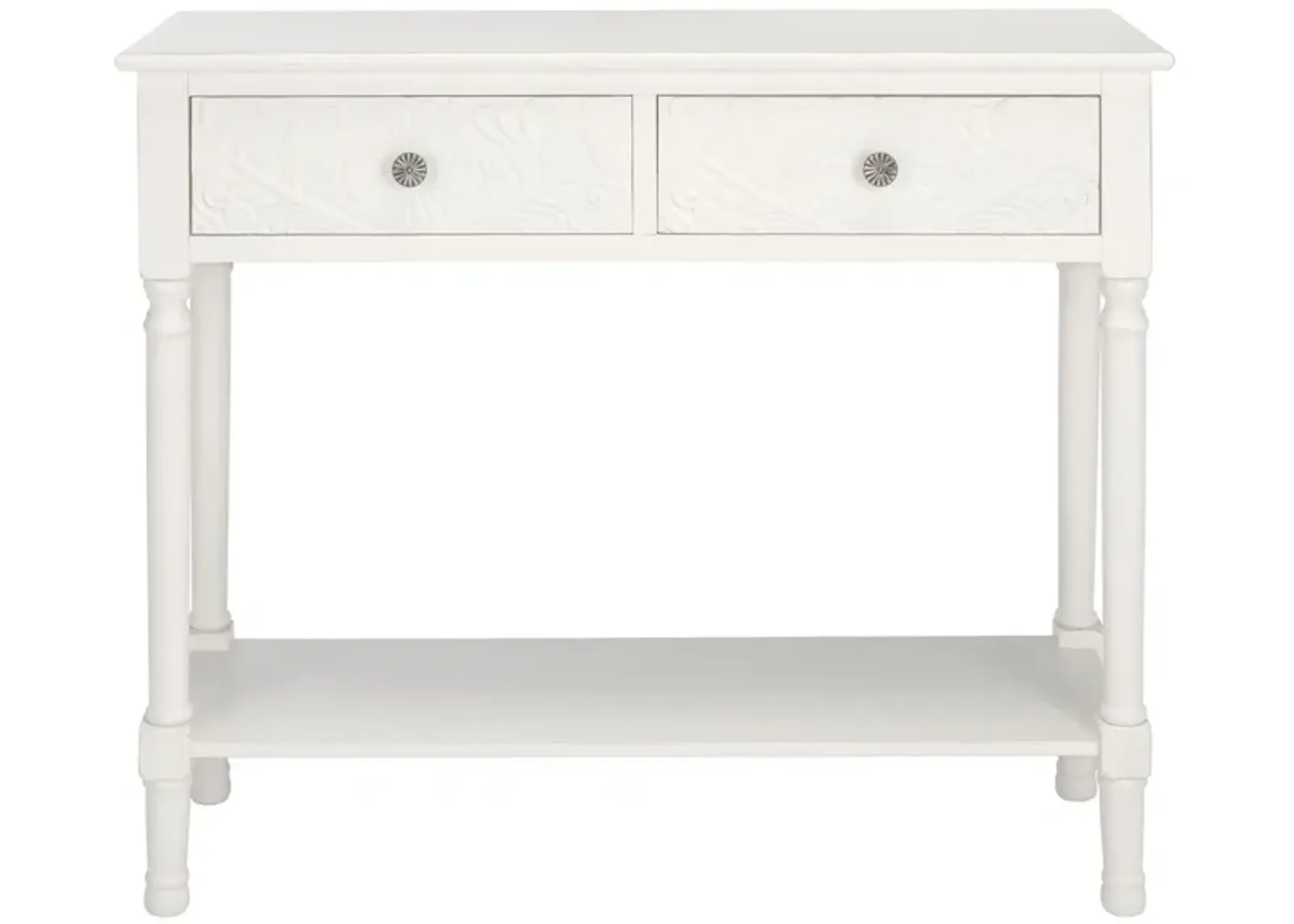 Brynna 2 Drawer Console Table in Distressed White by Safavieh