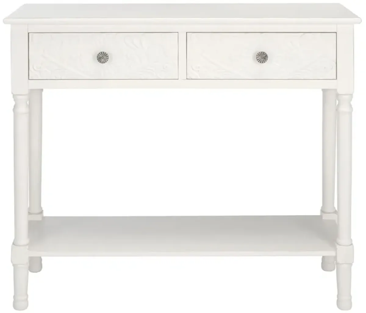 Brynna 2 Drawer Console Table in Distressed White by Safavieh