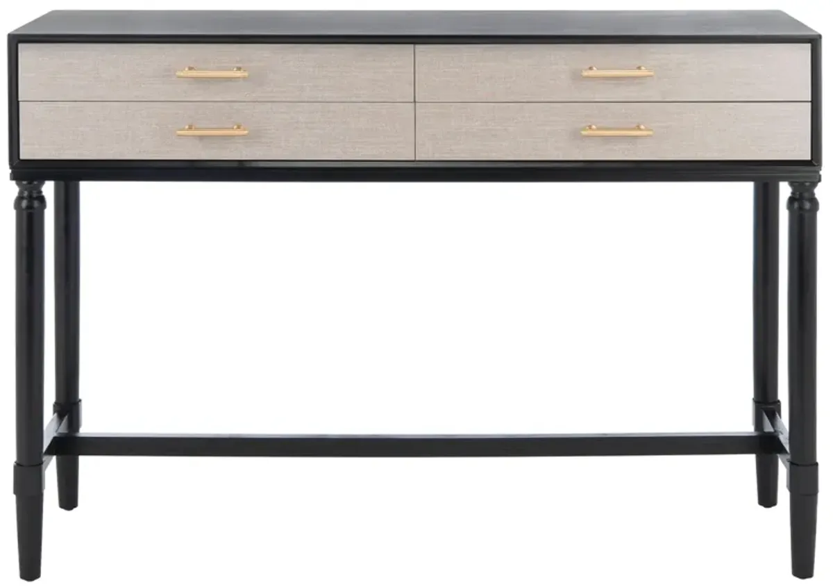 Chandra 4 Drawer Console Table in Black by Safavieh