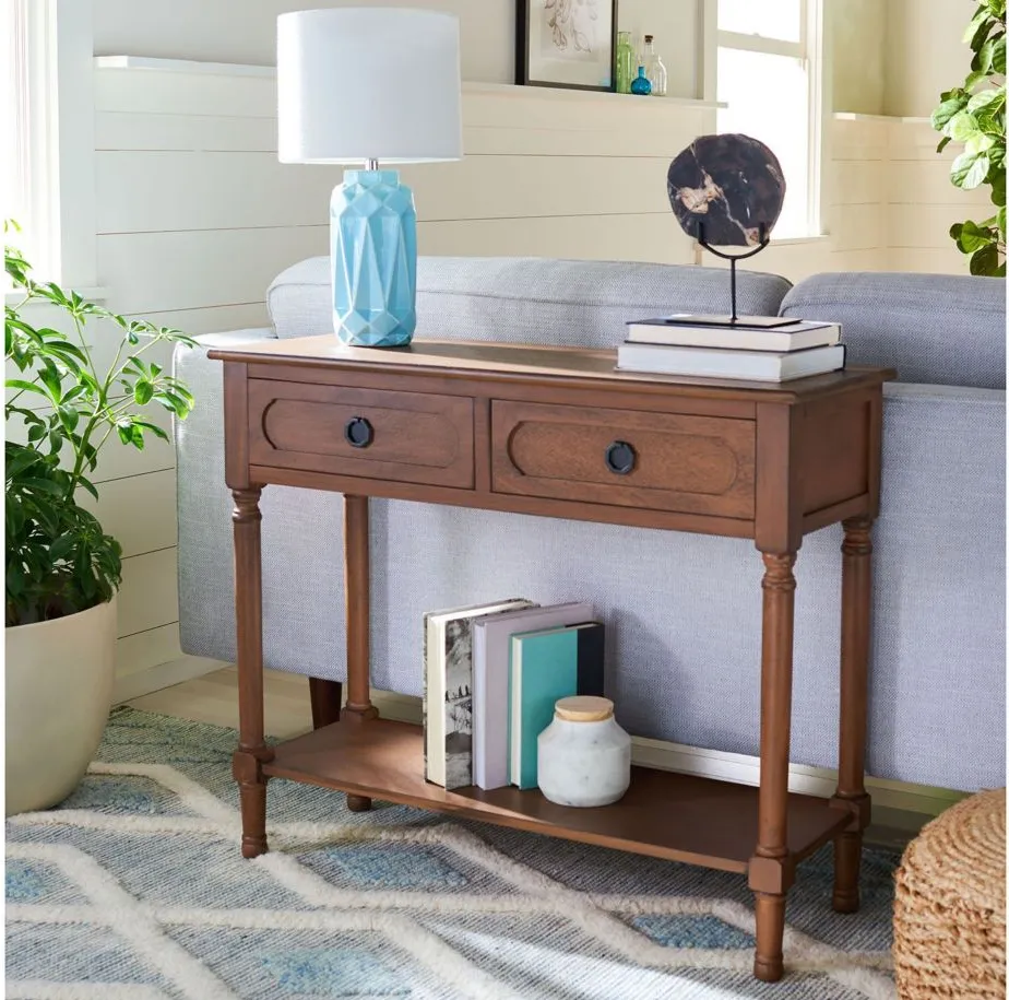 Christa 2 Drawer Console Table in Brown by Safavieh