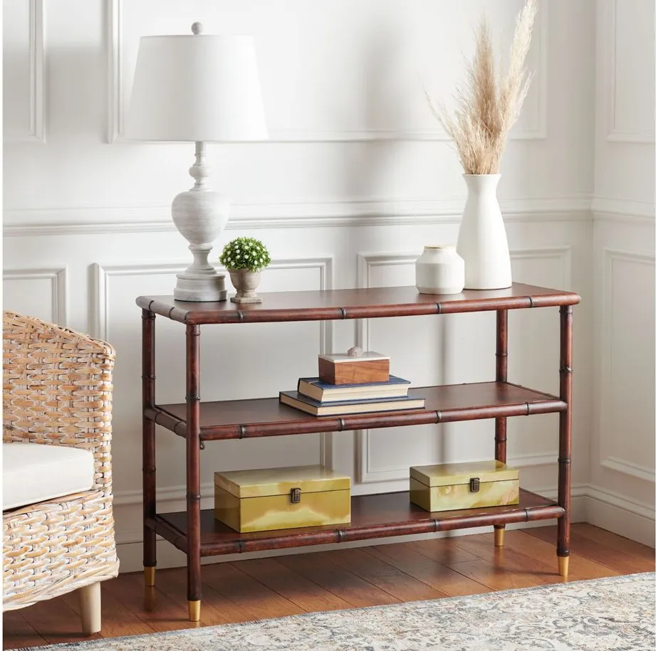 Christina 2 Shelf Console Table in Dark Brown by Safavieh