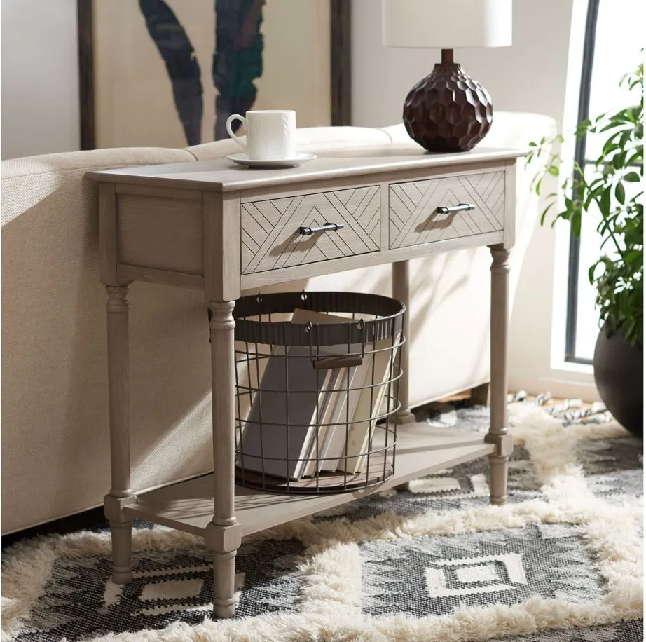 Daegan 2 Drawer Console Table in Greige by Safavieh