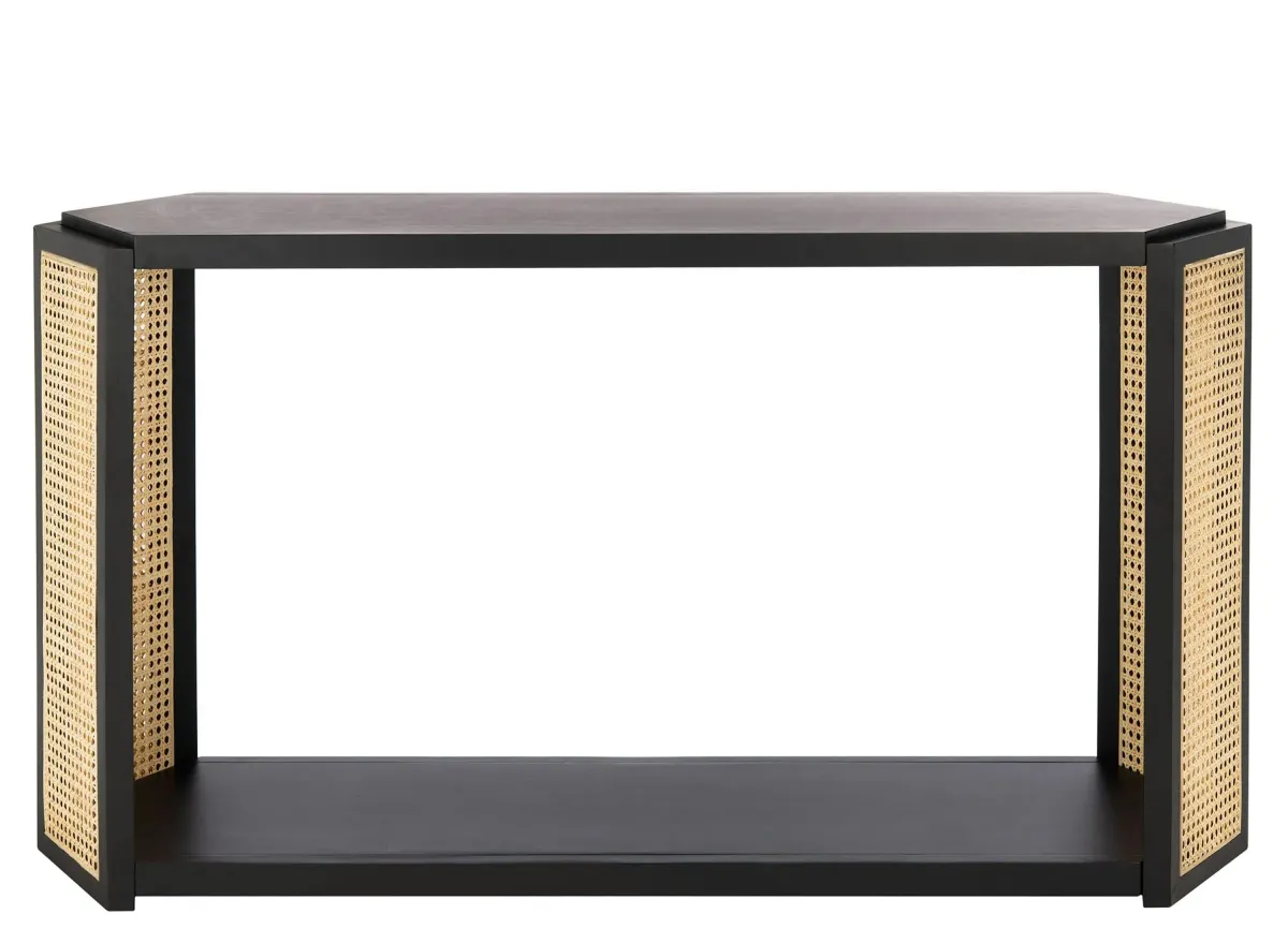 Dash Rattan Console Table in Black by Safavieh