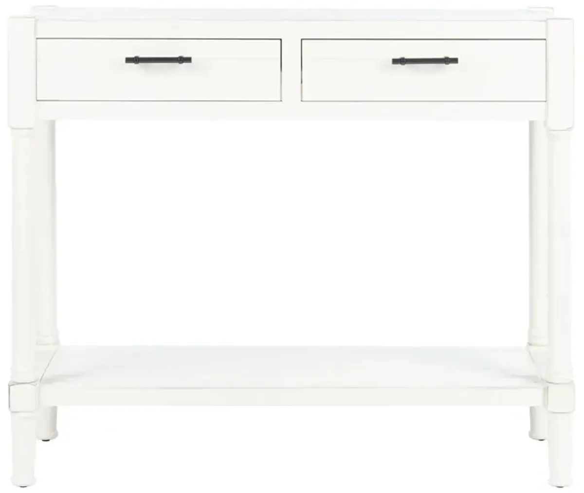 David 2 Drawer Console Table in Distressed White by Safavieh