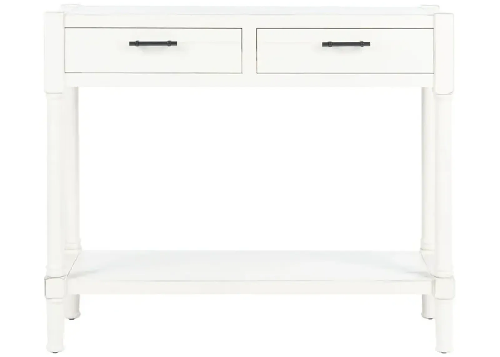 David 2 Drawer Console Table in Distressed White by Safavieh