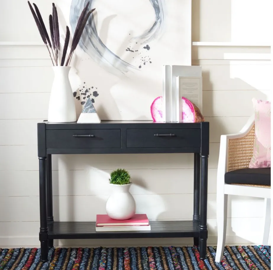 David 2 Drawer Console Table in Black by Safavieh