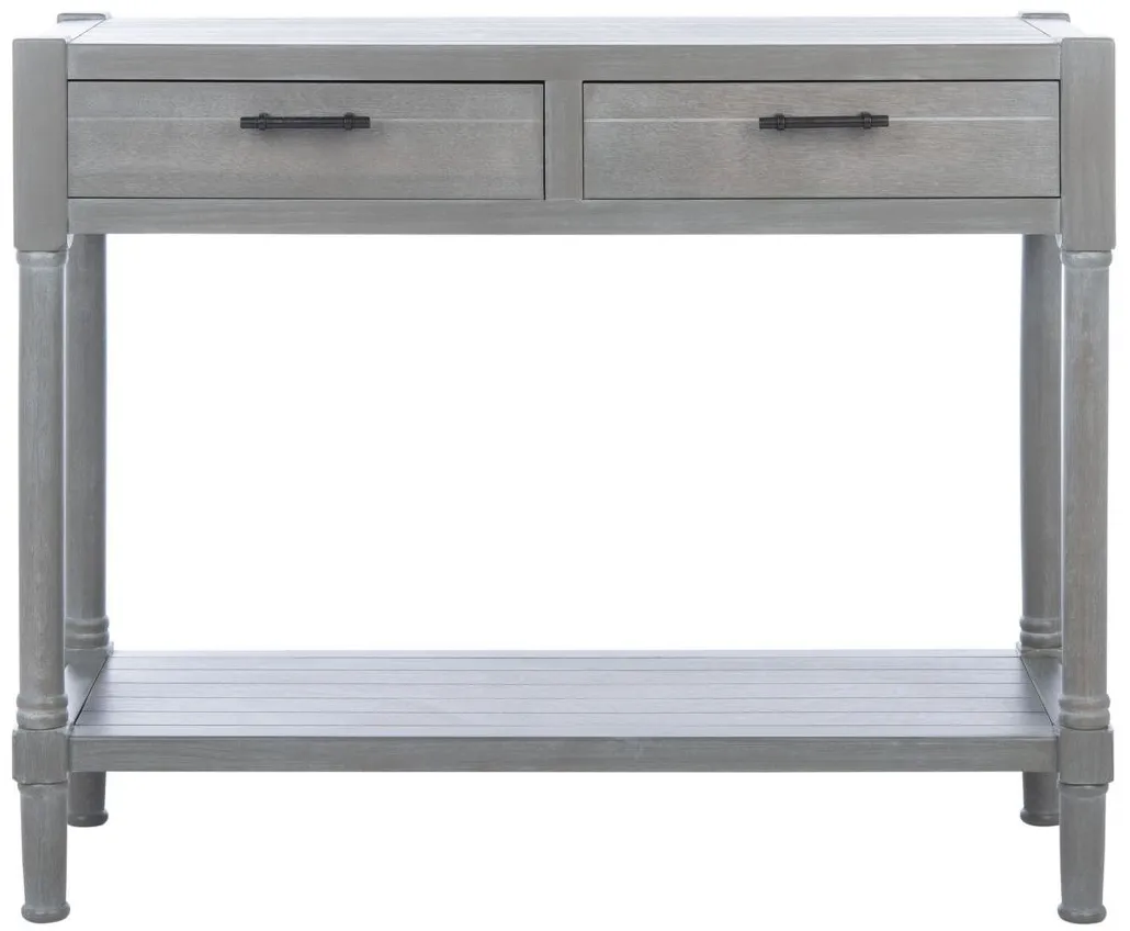David 2 Drawer Console Table in White Wash Gray by Safavieh