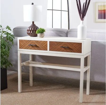 Dryden 2 Drawer Console Table in Distressed White by Safavieh