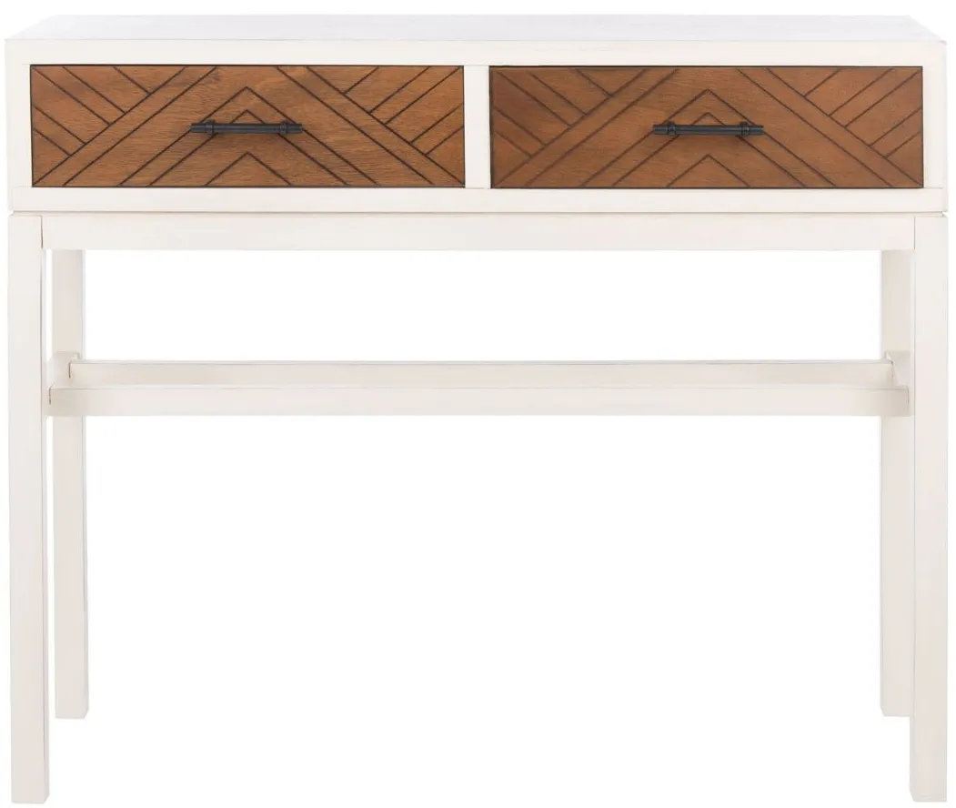 Dryden 2 Drawer Console Table in Distressed White by Safavieh
