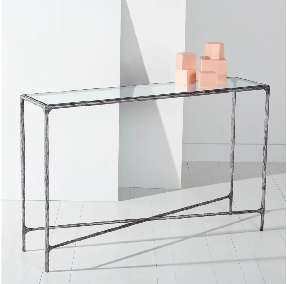 Errington Rectangle Console Table in Silver by Safavieh