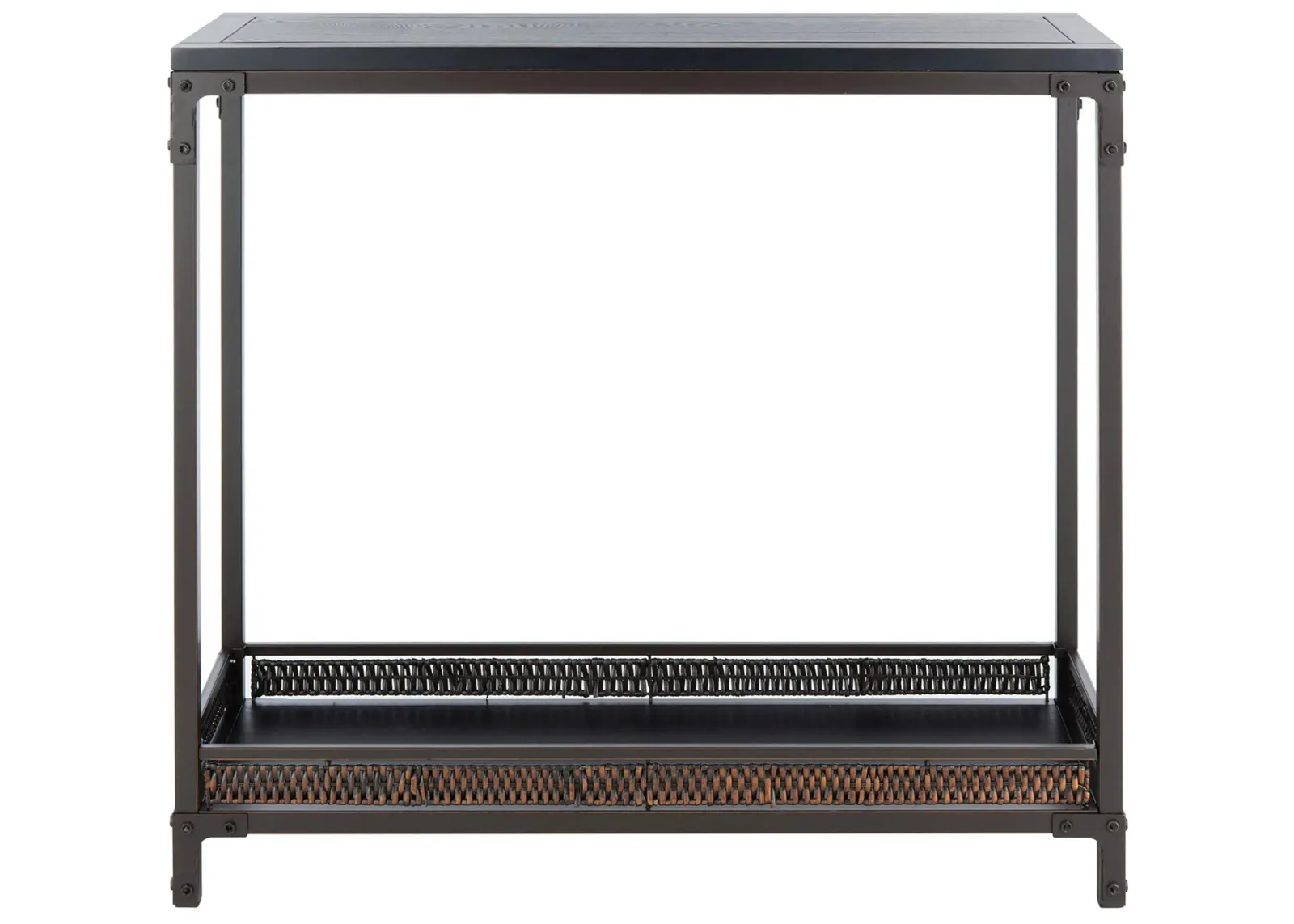 Garin Console With Storage Shelf in Black by Safavieh