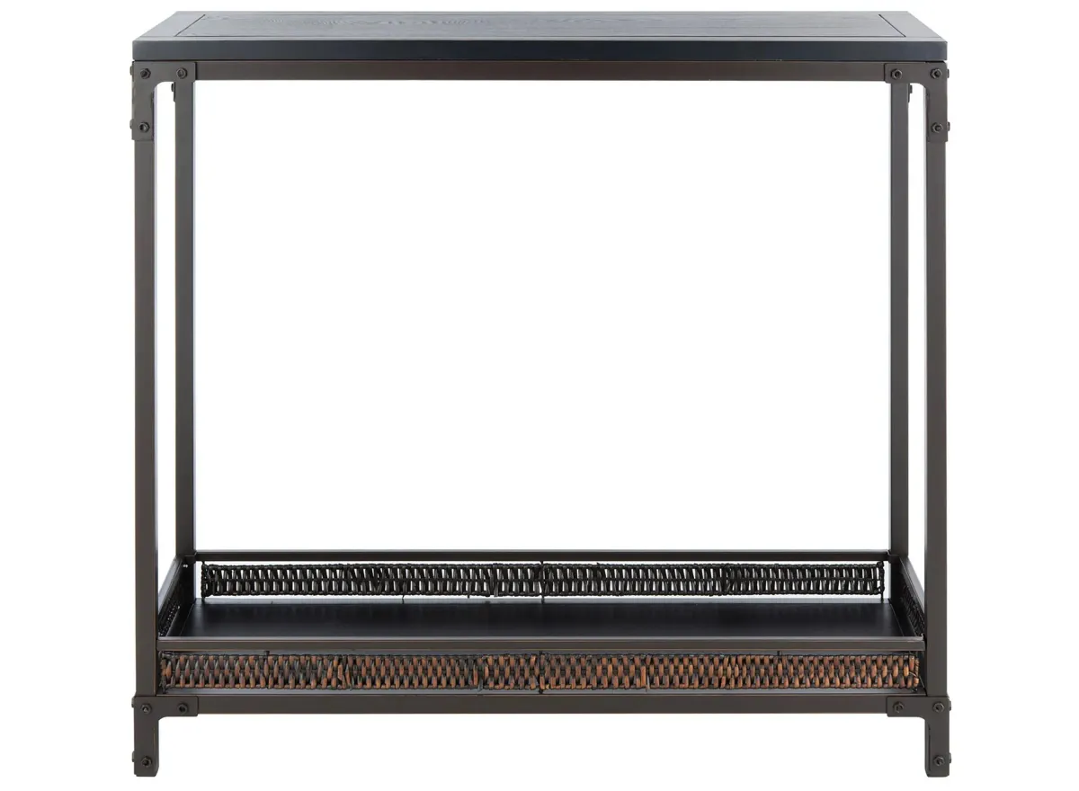 Garin Console With Storage Shelf in Black by Safavieh