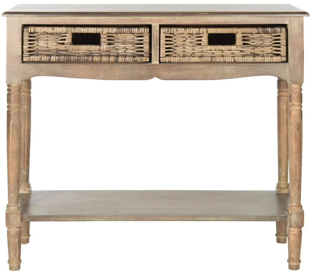 Gisela 2 Drawer Console Table in Washed Pine by Safavieh