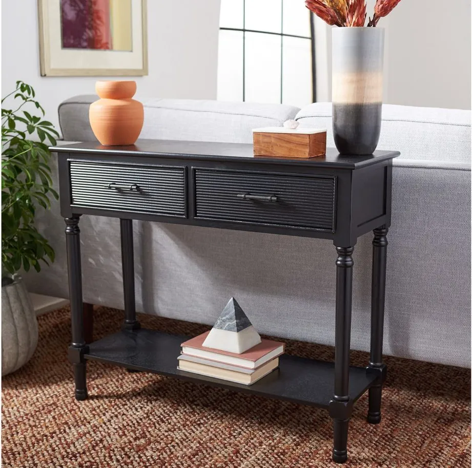 Gomez 2 Drawer Console Table in Black by Safavieh