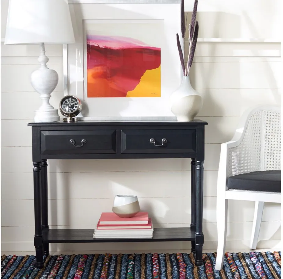 Jessa 2 Drawer Console Table in Black by Safavieh