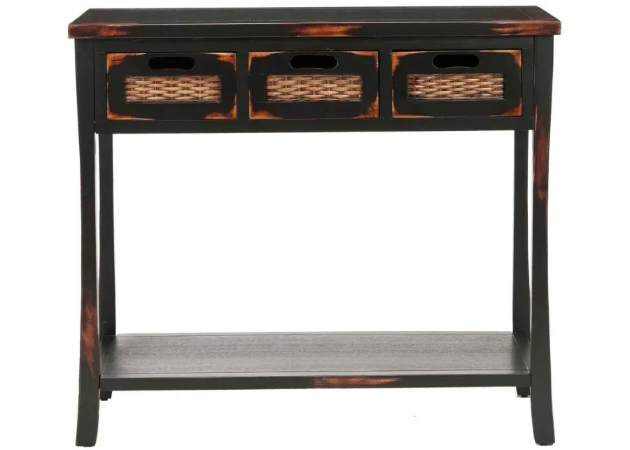 Josef 3 Drawer Console Table in Black by Safavieh