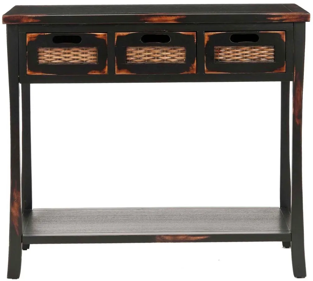 Josef 3 Drawer Console Table in Black by Safavieh