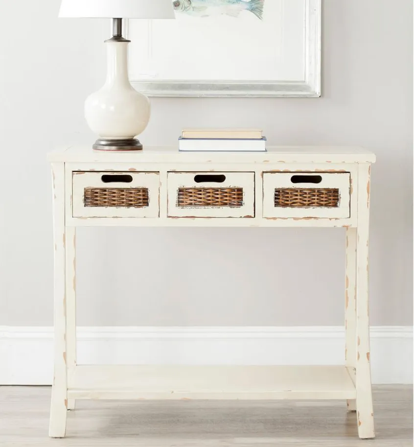 Josef 3 Drawer Console Table in Vintage Cream by Safavieh