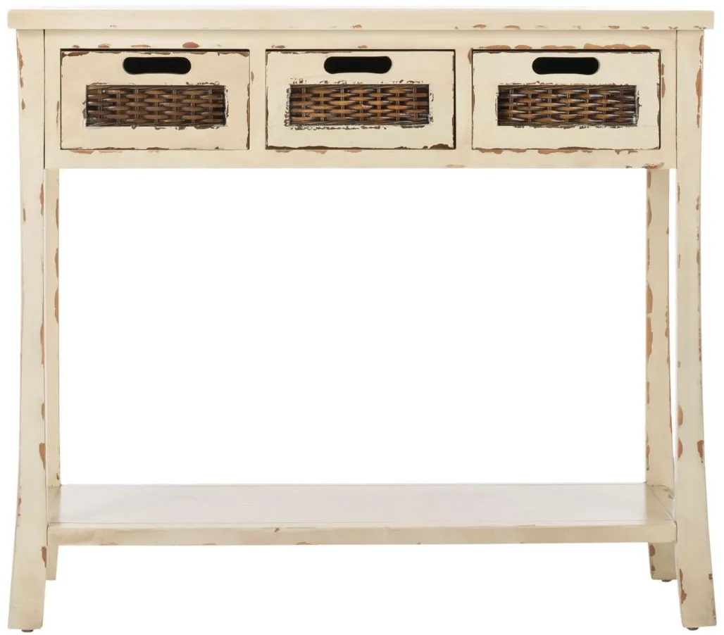 Josef 3 Drawer Console Table in Vintage Cream by Safavieh