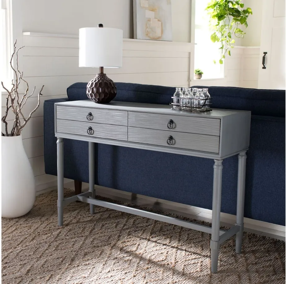 Joshua 4 Drawer Console Table in Gray by Safavieh