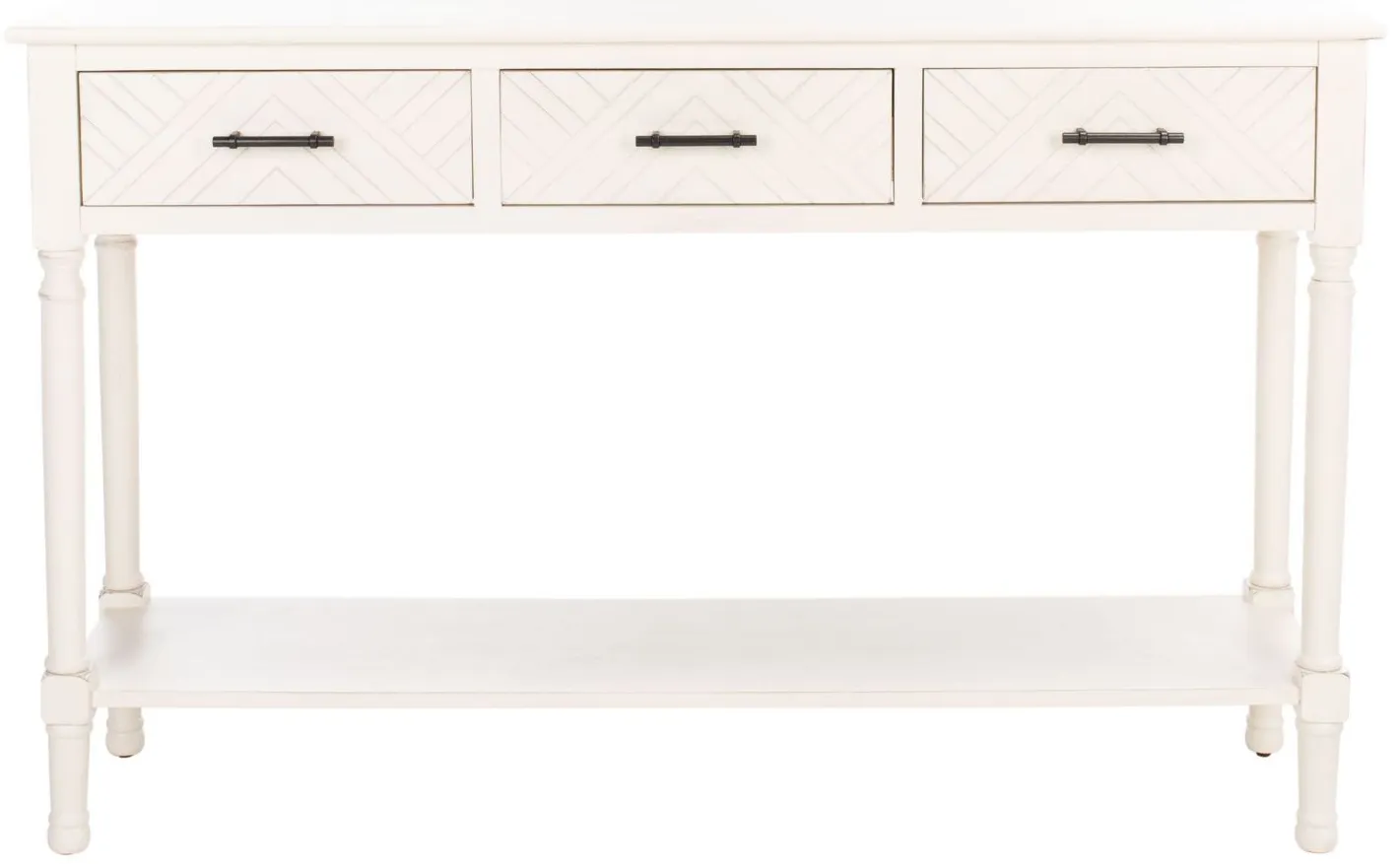 Jovie 3 Drawer Console Table in Distressed White by Safavieh