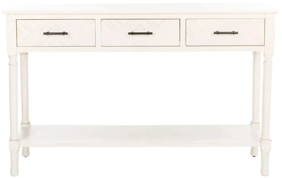 Jovie 3 Drawer Console Table in Distressed White by Safavieh