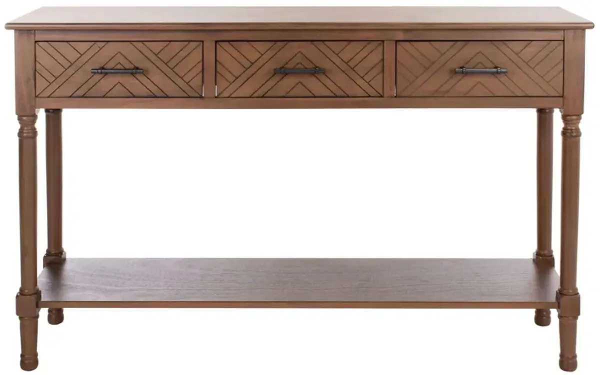 Jovie 3 Drawer Console Table in Brown by Safavieh