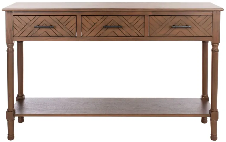 Jovie 3 Drawer Console Table in Brown by Safavieh