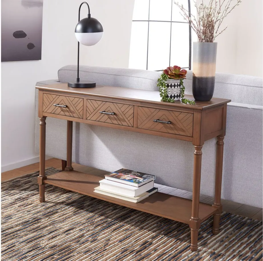 Jovie 3 Drawer Console Table in Brown by Safavieh