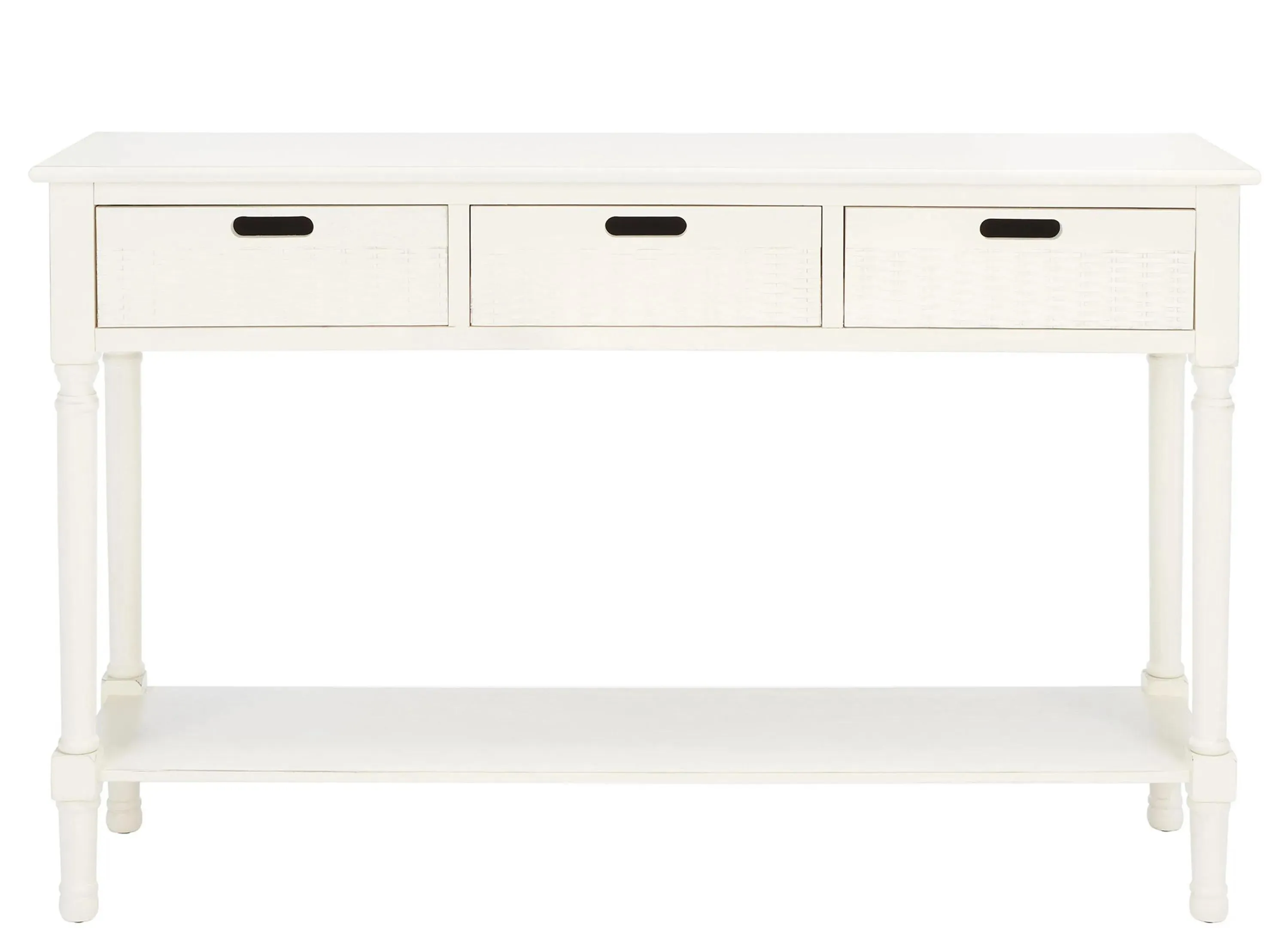 Katie 3 Drawer Console Table in Distressed White by Safavieh