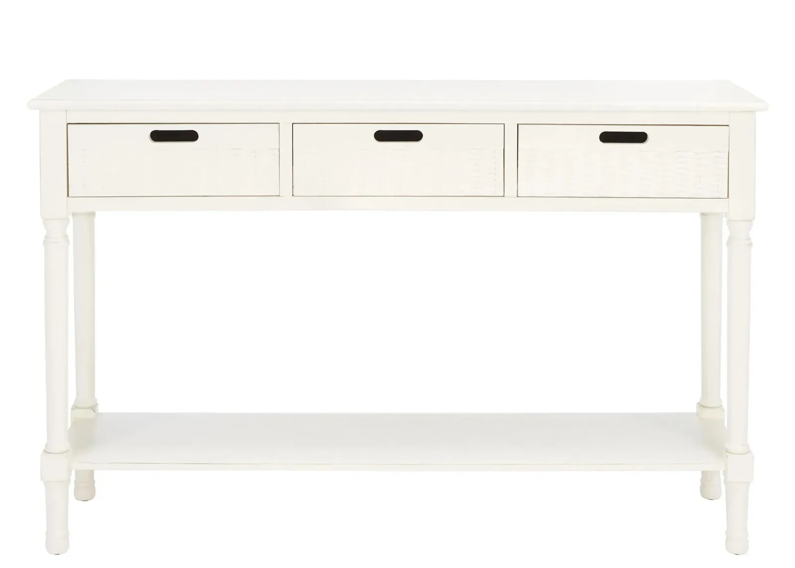 Katie 3 Drawer Console Table in Distressed White by Safavieh