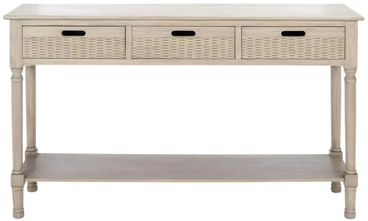 Katie 3 Drawer Console Table in Greige by Safavieh