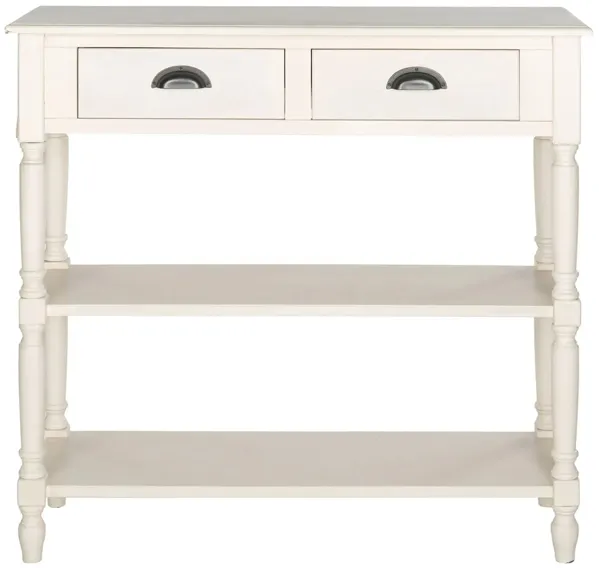 Kayson Console Table With Storage in White by Safavieh